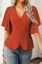 Brown Solid V-Neck Top