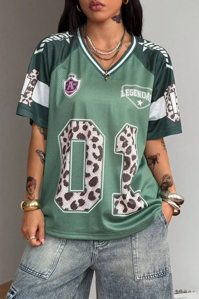 Light Green Leopard Print T-Shirt - Image 1
