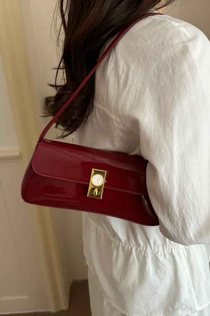 Maroon Solid Pu Hand Bag - Image 1
