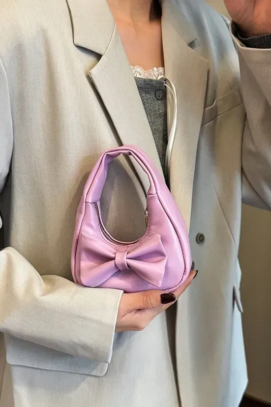Lavender Solid Zipper Shoulder Bag - Image 1