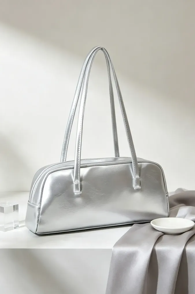 Silver Pu Shoulder Bag - Image 1