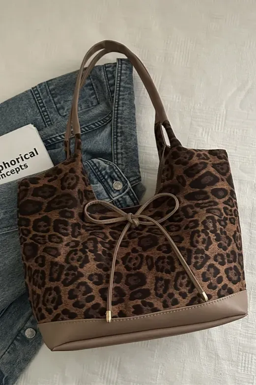 Brown Leopard Print Shoulder Bag - Image 1