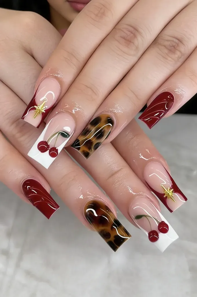 Multi-Colour Printed Press-On-Nails - Image 1