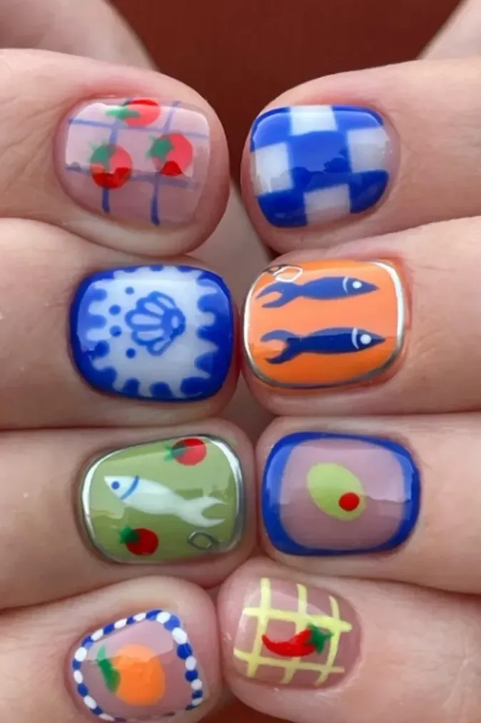 Multi-Colour Printed Press-On-Nails - Image 1