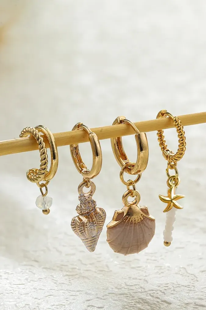 Golden Ocean Set Of 4 Hoop Earrings - Image 1