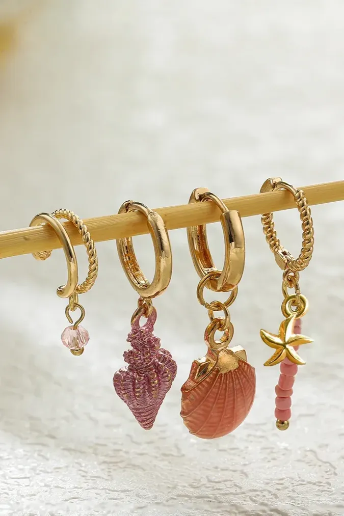 Golden Ocean Set Of 4 Hoop Earrings - Image 1