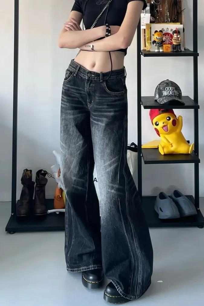 Dark Blue Mid Rise Bootcut Jeans - Image 1