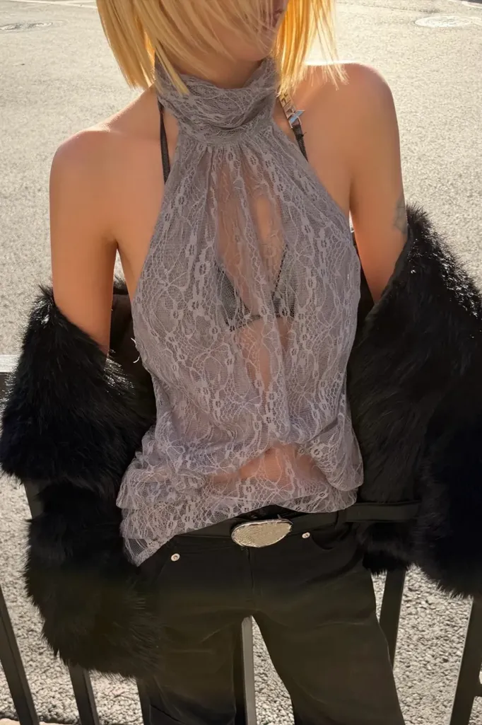 Lavender Lace Halter Top - Image 1