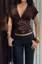 Dark Brown Lace Crop Top
