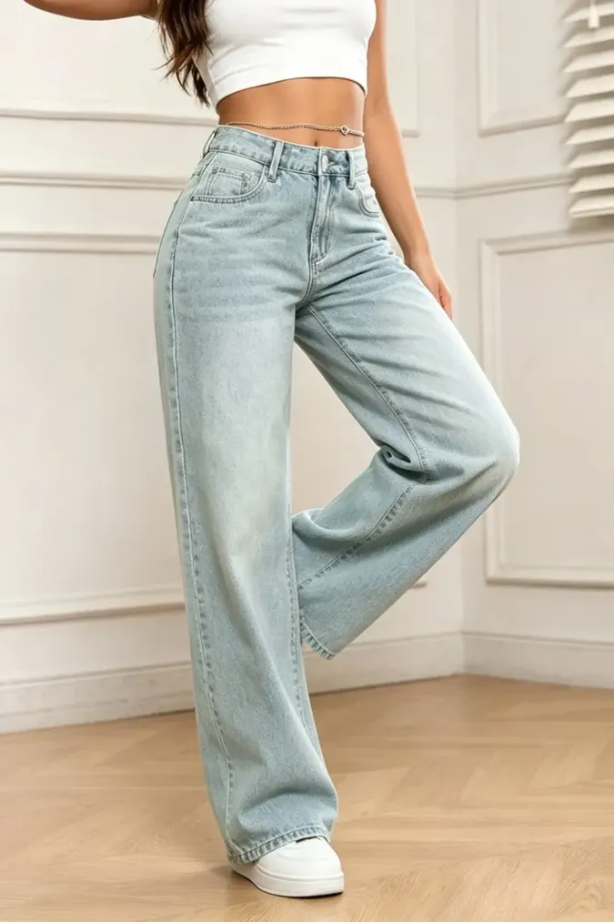 Light Blue Solid Mid Rise Jeans - Image 1