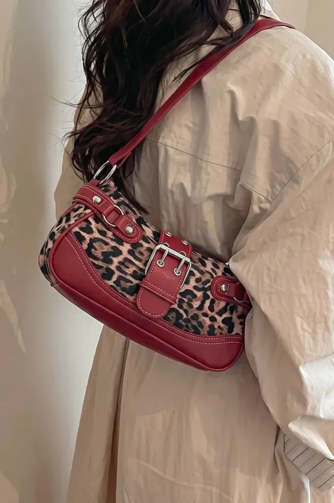 Red Leopard Print Shoulder Bag - Image 1