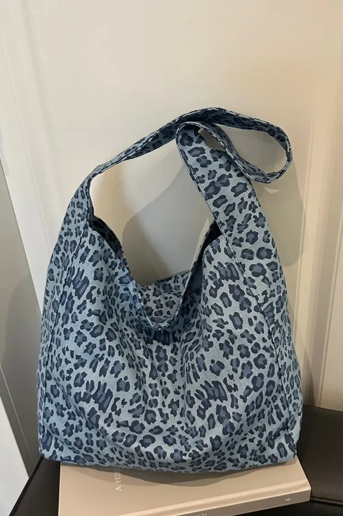 Blue Leopard Print Shoulder Bag - Image 1