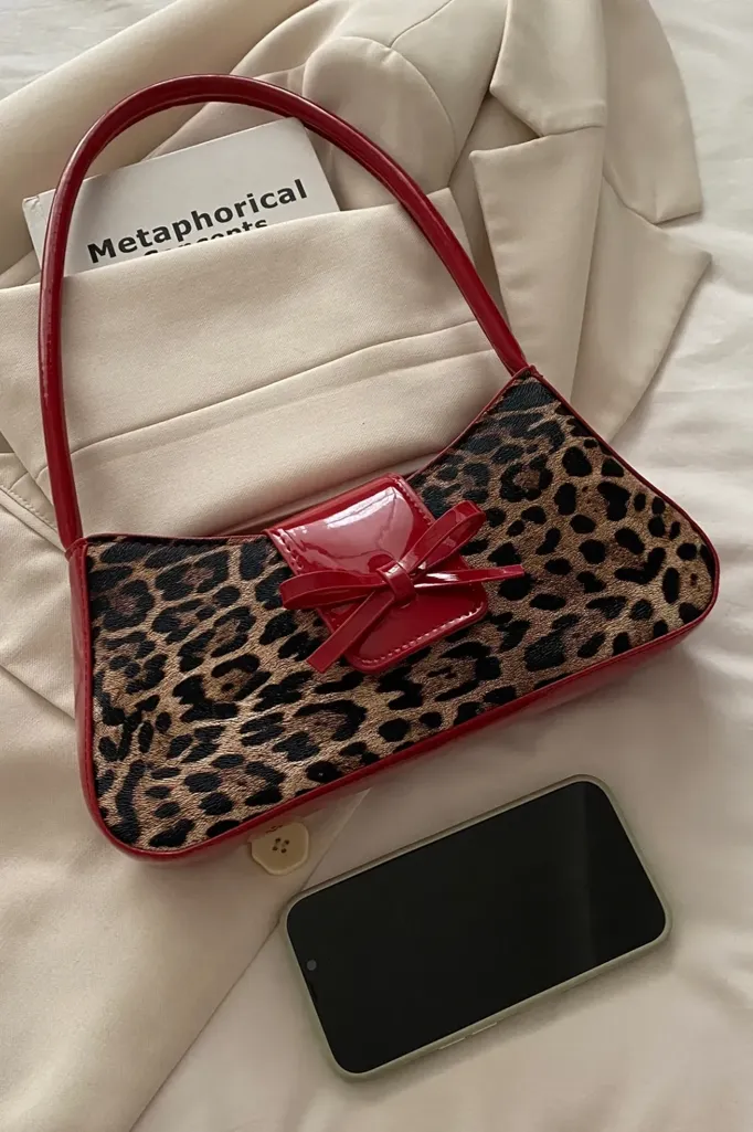 Red Leopard Print Shoulder Bag - Image 1