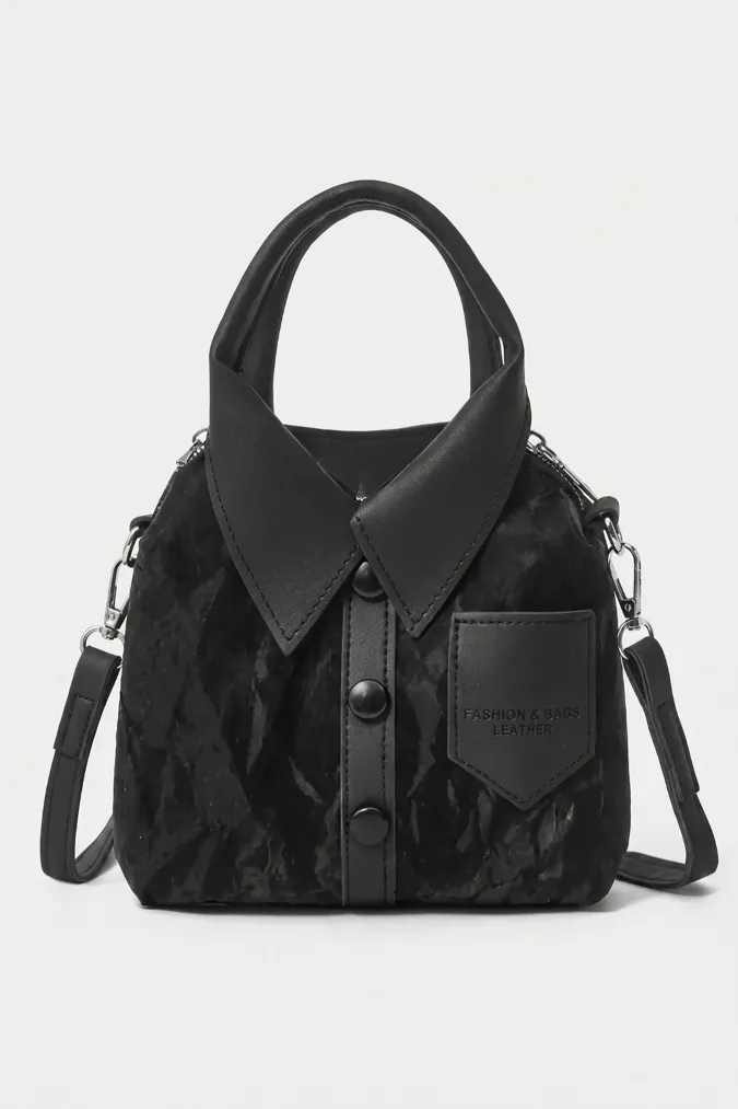 Black Solid Pu Shoulder Bag - Image 1