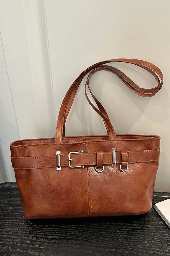 Brown Solid Pu Shoulder Bag - Image 1