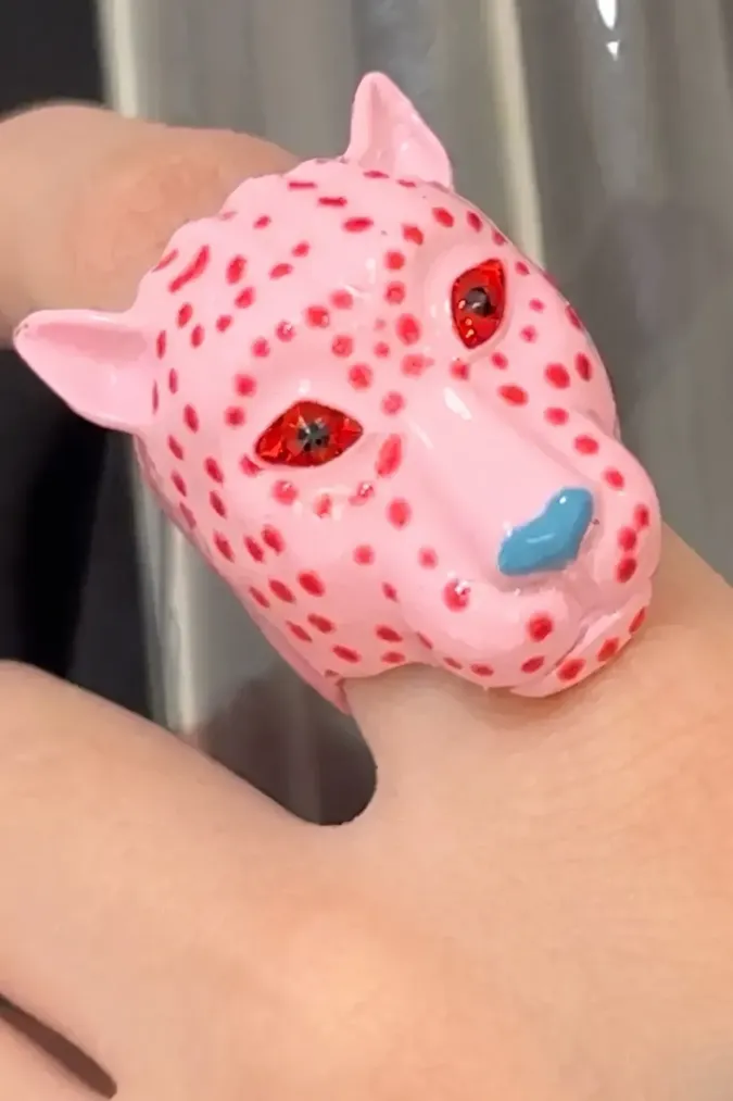 Light Pink Leopard Chic Ring - Image 1