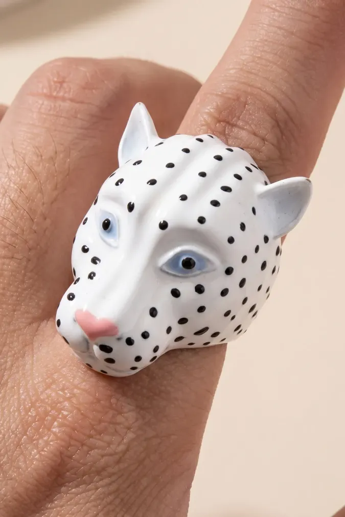 White Leopard Chic Ring - Image 1
