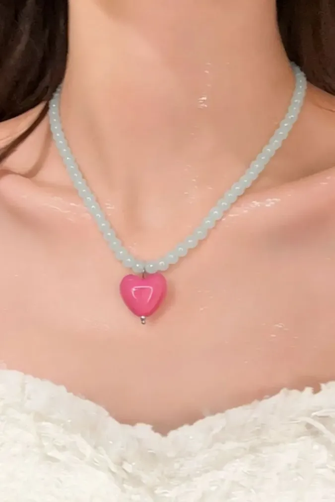 Light Blue Heart Necklace - Image 1