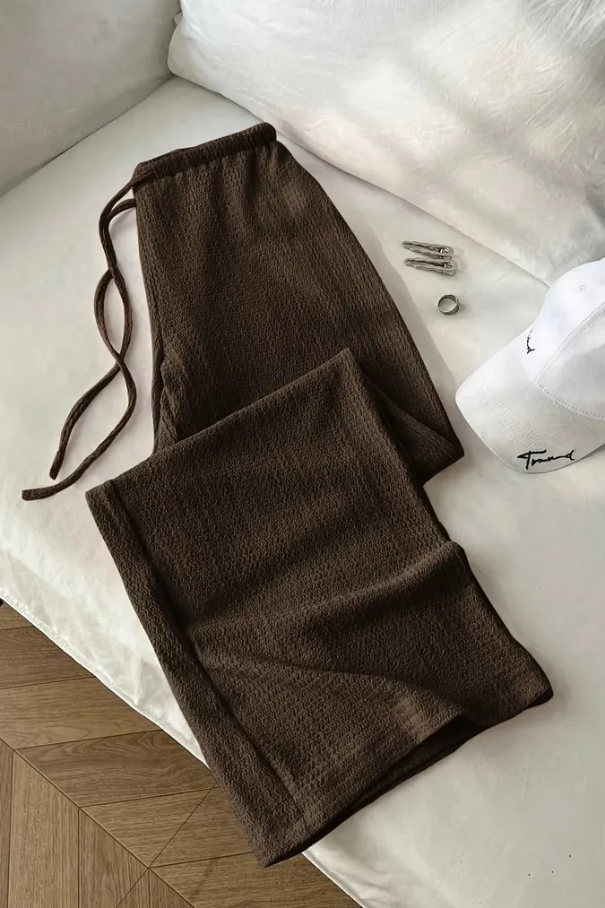 Dark Brown Mid Rise Trousers - Image 1