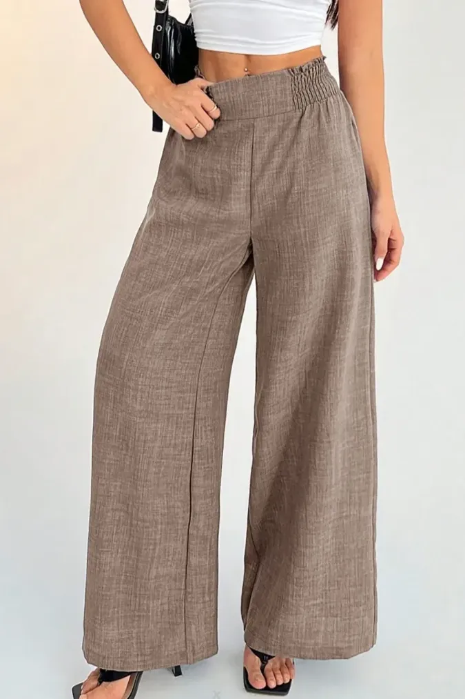 Khakhi Solid Mid Rise Trousers - Image 1