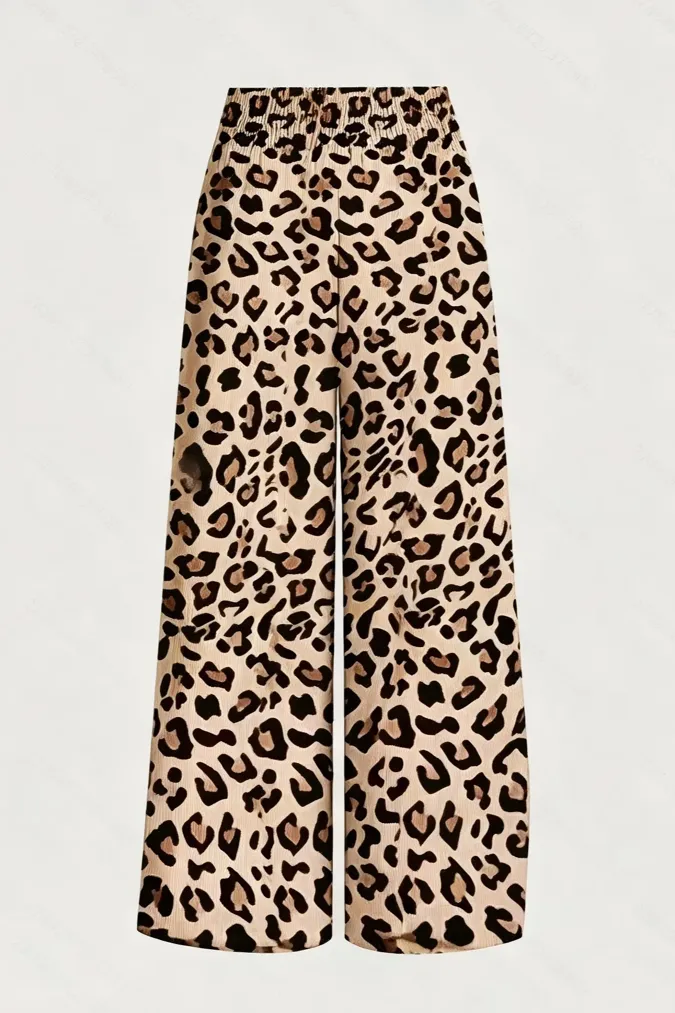 Light Brown Leopard Print Pants - Image 1
