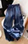 Dark Blue Mid-Rise Satin Pants