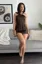 Brown Solid Draped Mini Dress