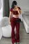 Wine Square Neck Co-Ord Set