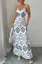 White Geometric V-Neck Maxi Dress