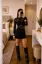 Black Lace Draped Mini Dress