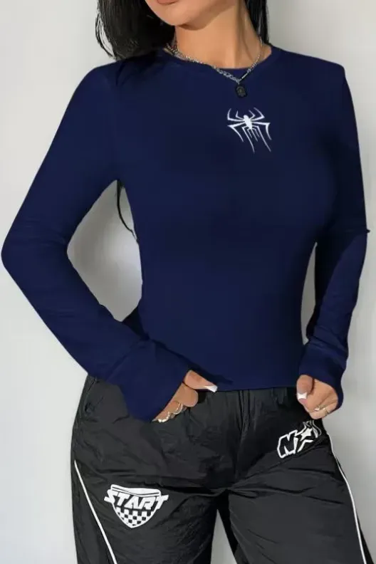 Dark Blue Spider T-Shirt - Image 1