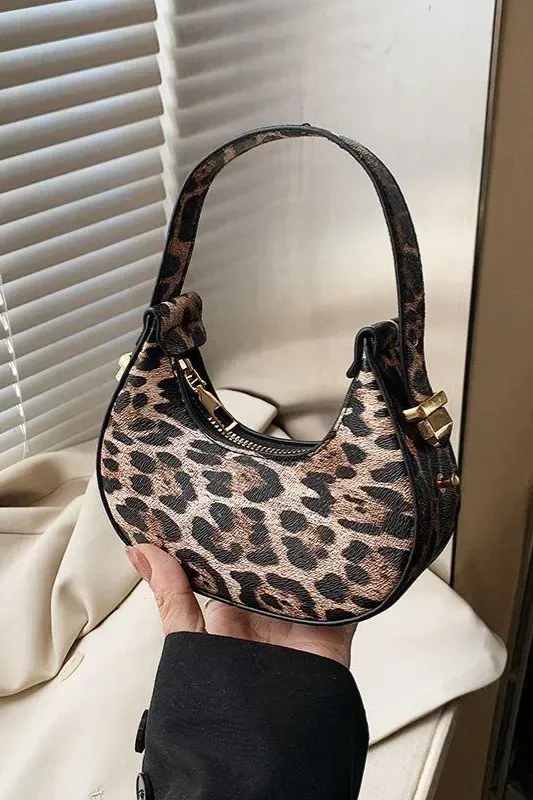 Brown Leopard Print Hand Bag - Image 1