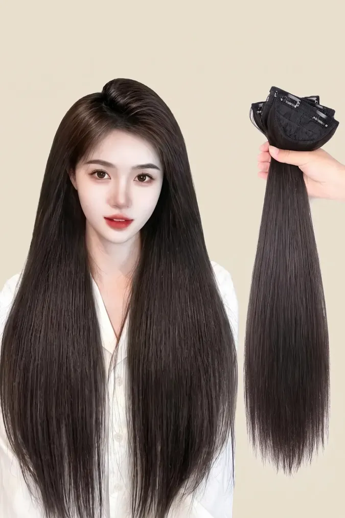 Black Clip-On Hair Extension - Image 1
