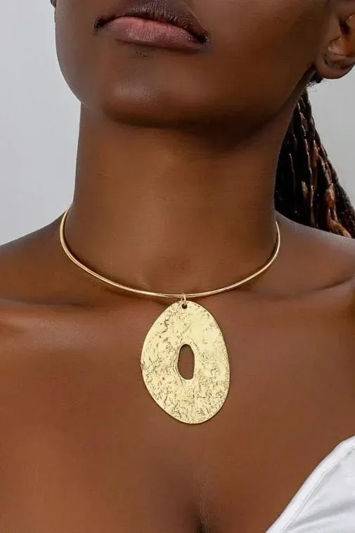 Golden Statement Choker Necklace - Image 1