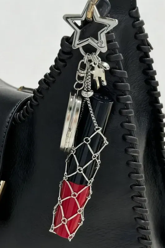 Silver Lipstick Elegance Charm - Image 1