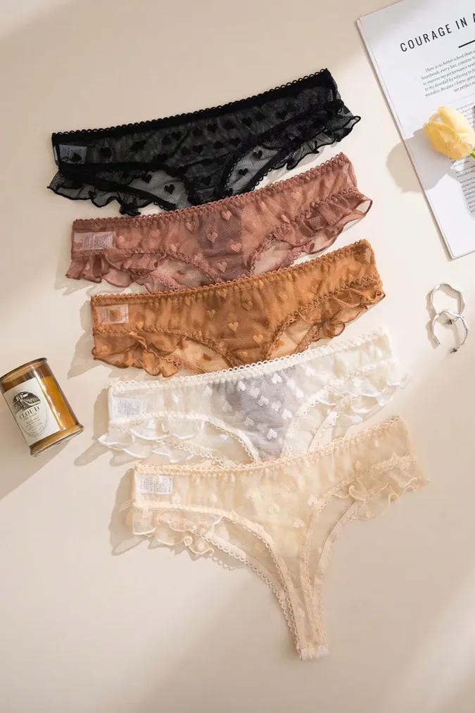 Multi-Colour Set Of 5 Heart Panties - Image 1