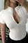 White Zipper Collar Top