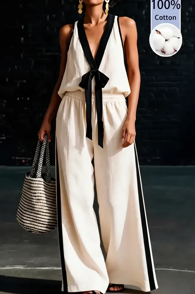 Off White Contrast Co-Ord Set - Image 1