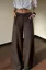 Dark Brown Pinstripe Mid Rise Pants