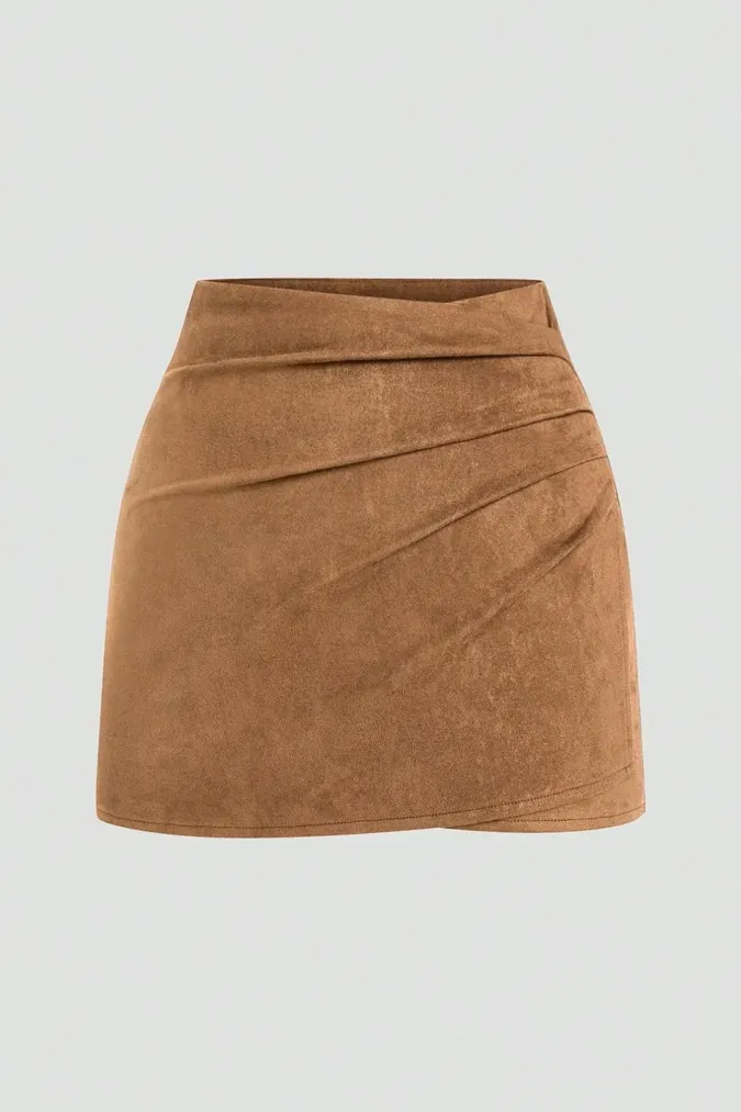 Light Brown High Rise Black Draped Skirt - Image 1