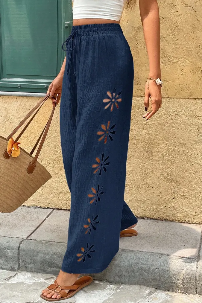 Navy Blue High-Rise Pants - Image 1