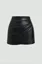 Black Draped Pu Mini Skirt