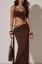 Brown Ruched Cut-Out Maxi Dress