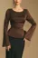 Brown Solid Ruche Top
