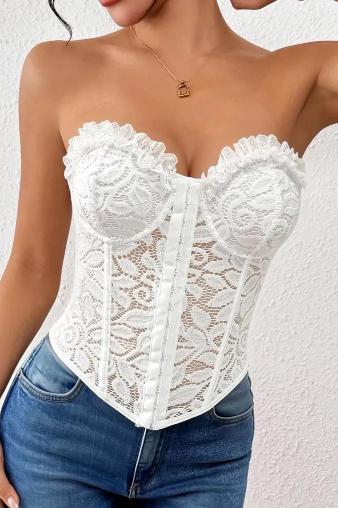 White Lace Backless Corset - Image 1