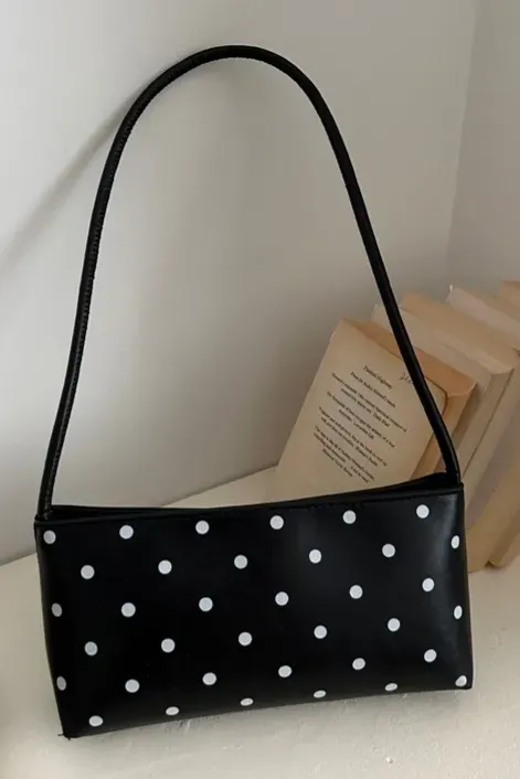 Black Polka Dot Pu Shoulder Bag - Image 1