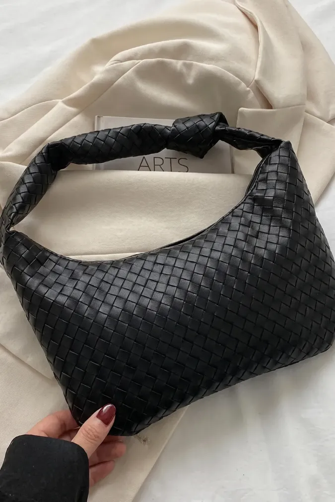 Black Pu Knot Shoulder Bag - Image 1