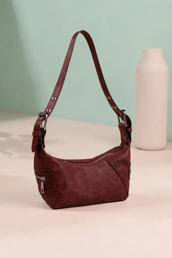 Wine Pu Leopard Print Shoulder Bag - Image 1
