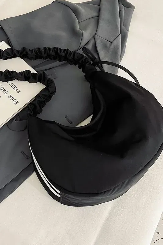 Black Striped Shoulder Bag - Image 1