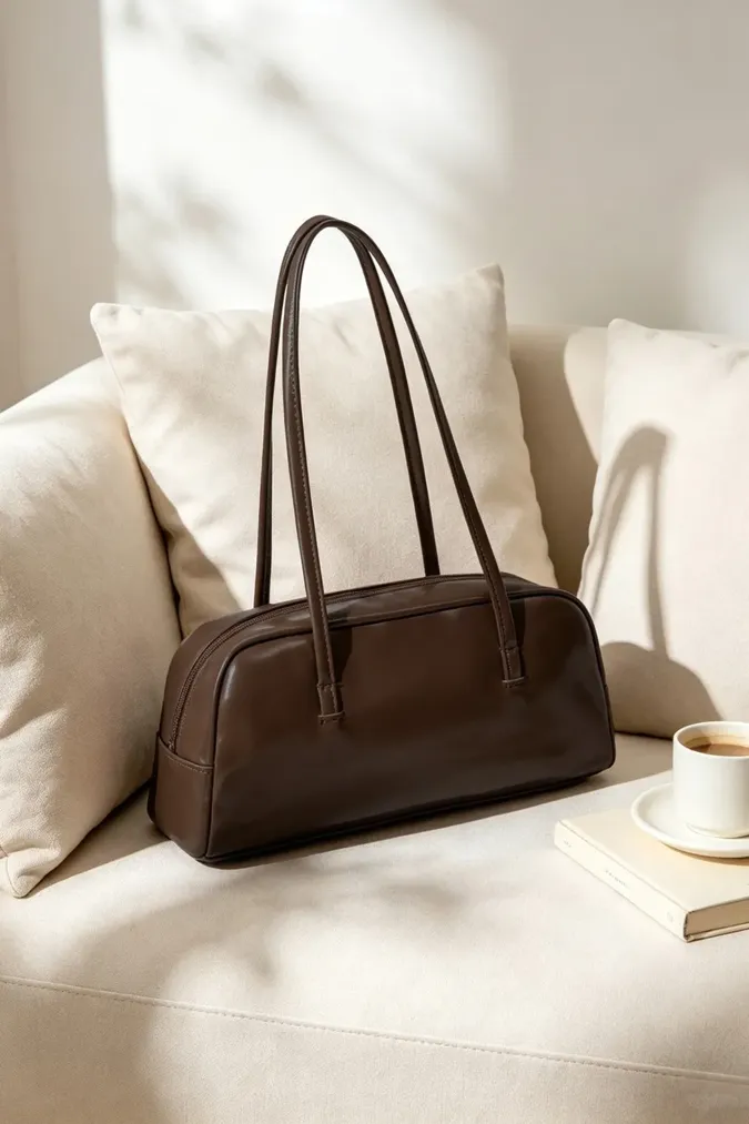 Dark Brown Pu Shoulder Bag - Image 1